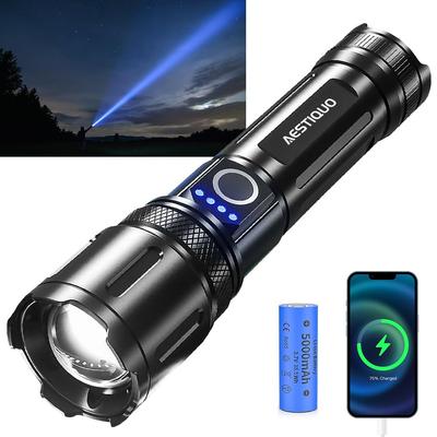 New May Powerful Lumens Flashlight with 5000mAh 26650 Compatible with AAA USB IPX6 High 5 Modes of Aluminum Alloy 2M Impact New Battery Level Ideal