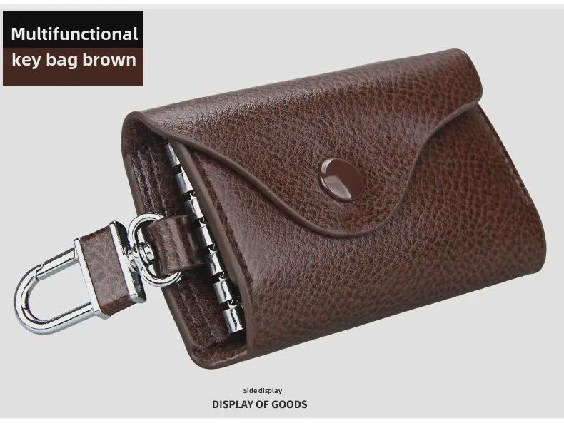 Genuine Leather Universal Car Key Bag for Men - Multifunctional Gift