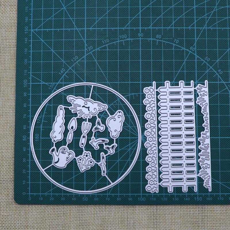 Garden Fence Cloud Bird Watering Can Flower Wedding Metal Cutting Dies Stencil Scrapbooking Craft