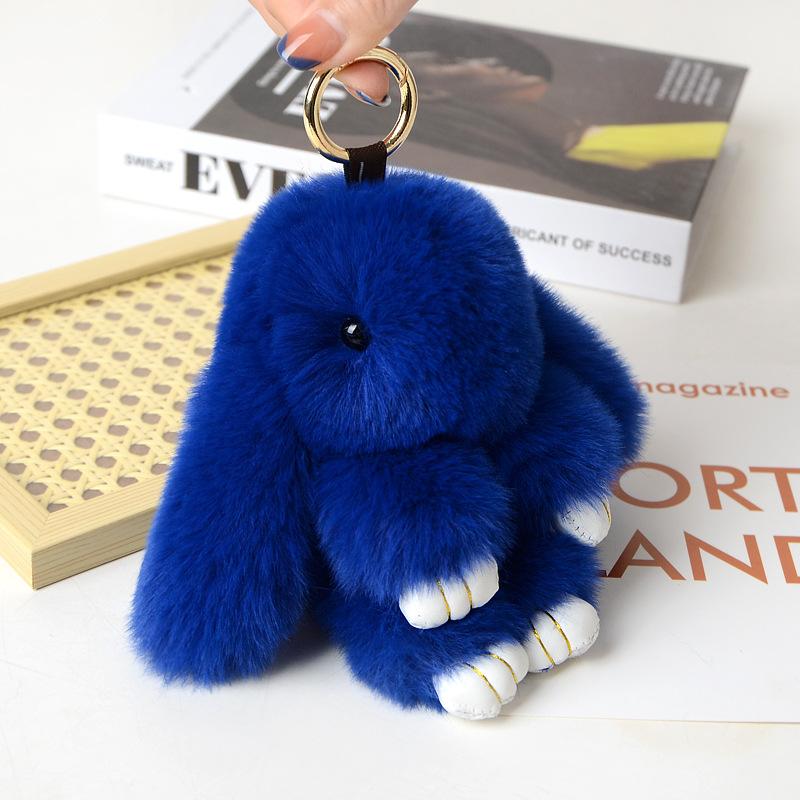 Mini Konijn Sleutelhanger Konijn Pluche Bal Sleutelhanger Vrouwen Tas Decoratie Hanger Auto Sleutel Accessoires Pluche Pop Pluche Speelgoed Meisje Cadeau blue
