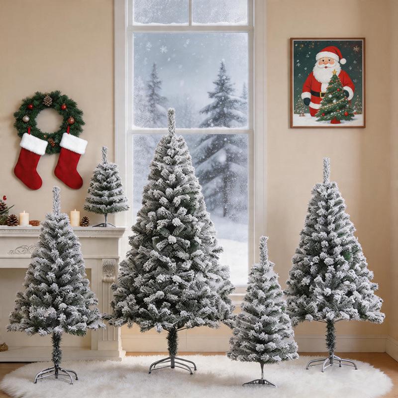 Cross-Border Christmas Iron Base Flocked Tree Decoration Scene Ornament