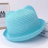 Summer Children Straw Hats For Boy Girl Cute Ears Kids Baby Panama Shades Beach Hat Unisex Breathable Dome Brim Rolled Sun Caps