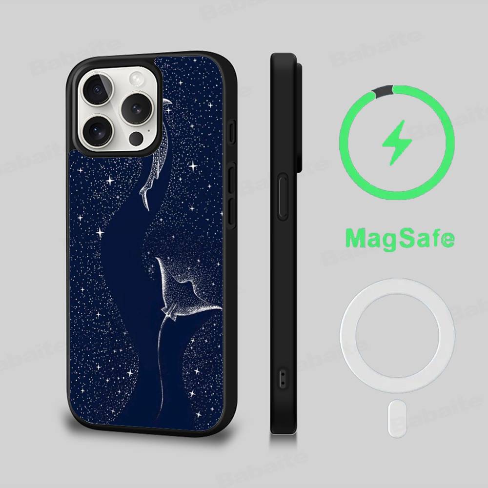 Ocean Whale Shark Swimming Phone Case Magnetic Case For IPhone 16 14 13 12 11 15 Pro Max Plus For Magsafe Wireless Charge Cover
