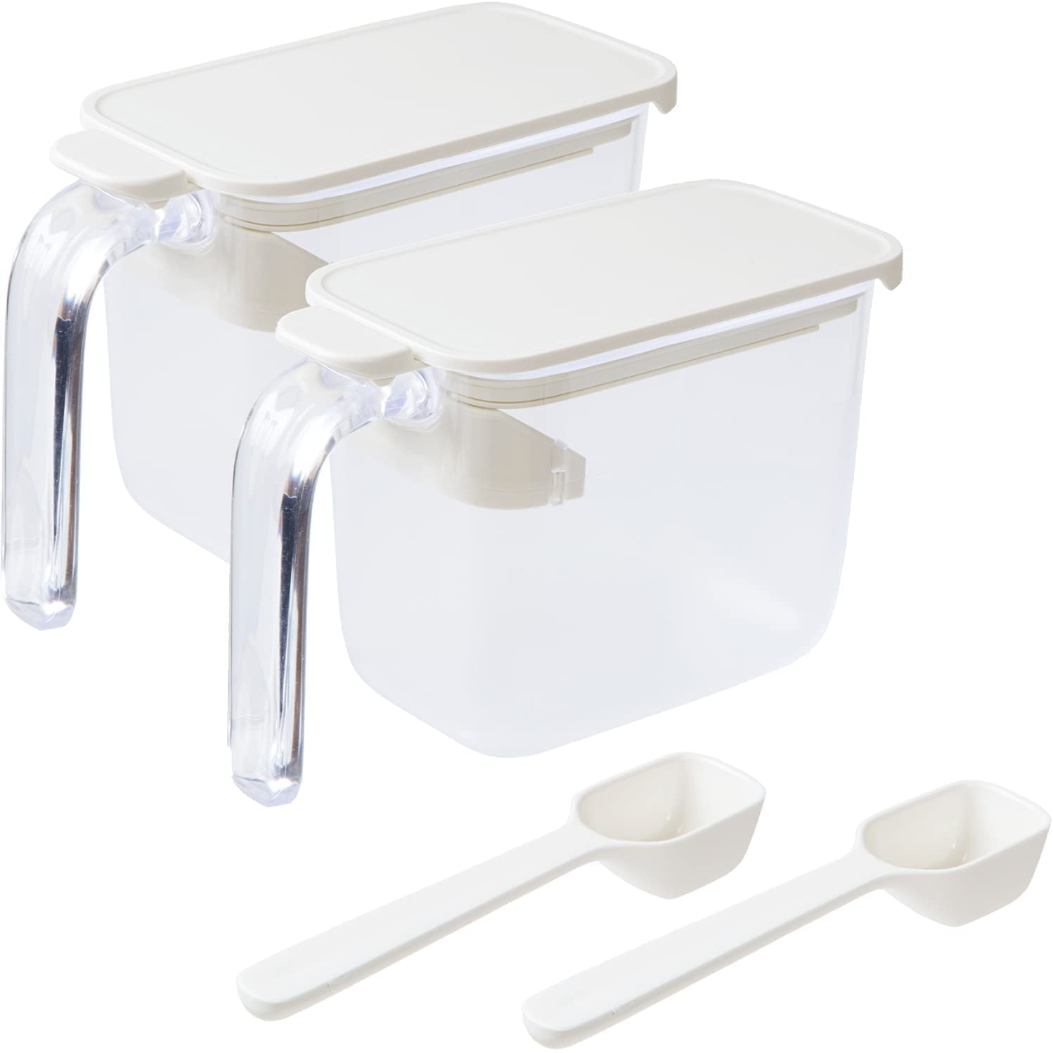 

Горшочек для приправ Marna с ложкой, контейнер для приправ, прокладка для предотвращения просыпания соли и сахара, контейнер с замком R209W (2 штуки/Белый) (с влагой) (Хорошо