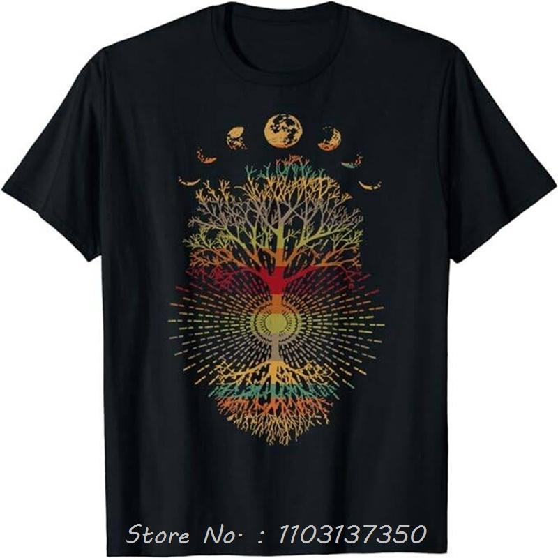 

Fashion Phases of the Moon Retro 60 s 70 s Vibe Tree of Life T-Shirt Cotton Streetwear Tops Tops Tees Clothing Oversized tshirt 4XL