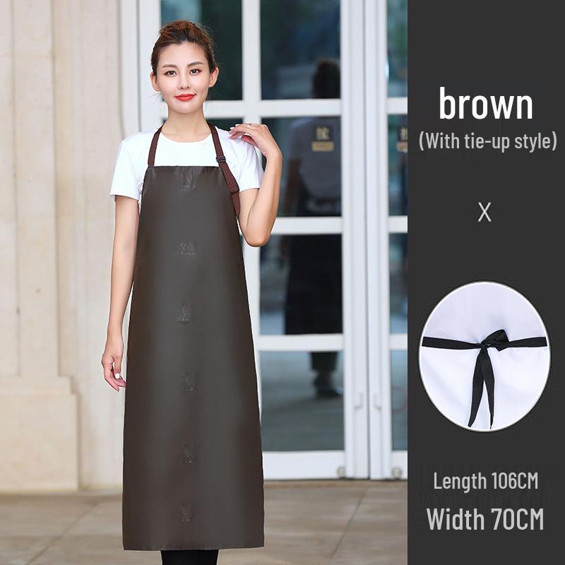 Waterproof Oil-Proof Soft Leather Apron for Kitchen, Dishwashing, Seafood Prep, and Catering - Unisex Long Style.