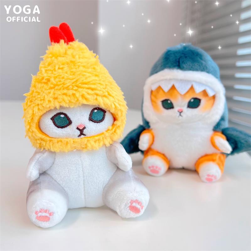 Cute Shark Cat Fried Shrimp Cat Plush Doll Pendant Dolls Beautiful Room Car Bag Decoration Pendant Christmas Gifts Keychain
