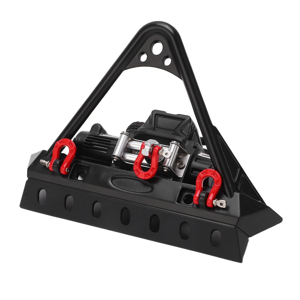 RC Front Bumper Winch Light Kit Iron Plastic High Hardness RC Car Front Bumper with Winch and LED