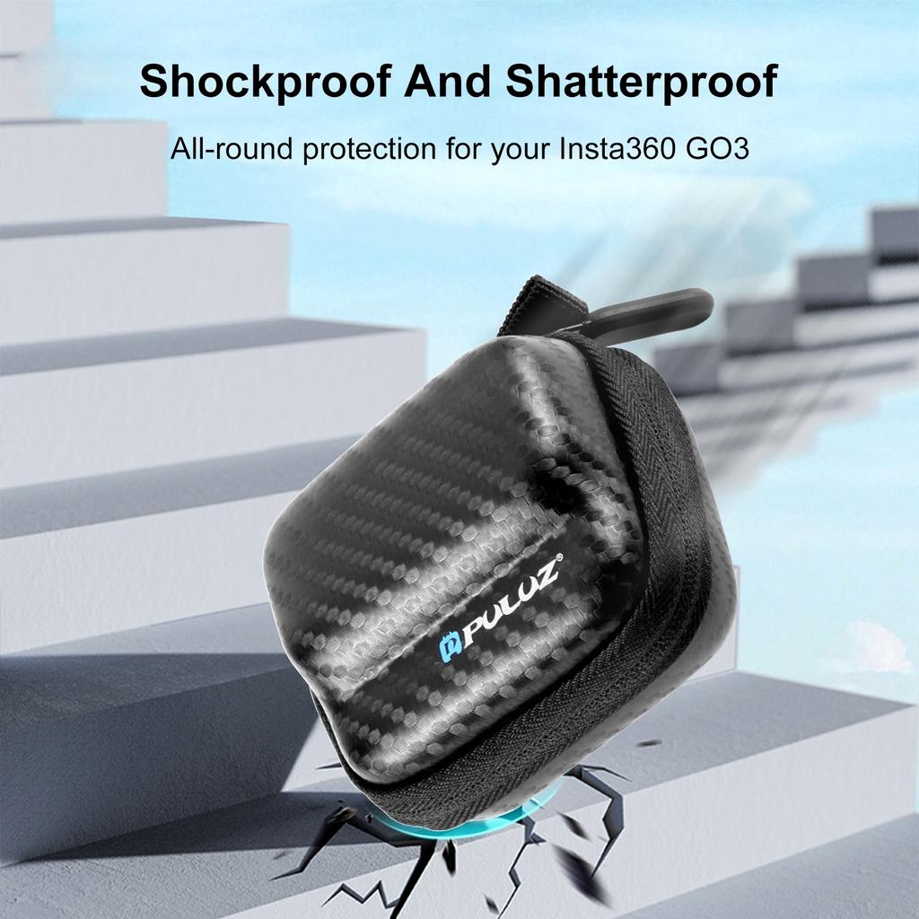 PULUZ PU944B For Insta360 GO 3/GO 3S Case Carbon Fiber EVA Portable Storage Bag