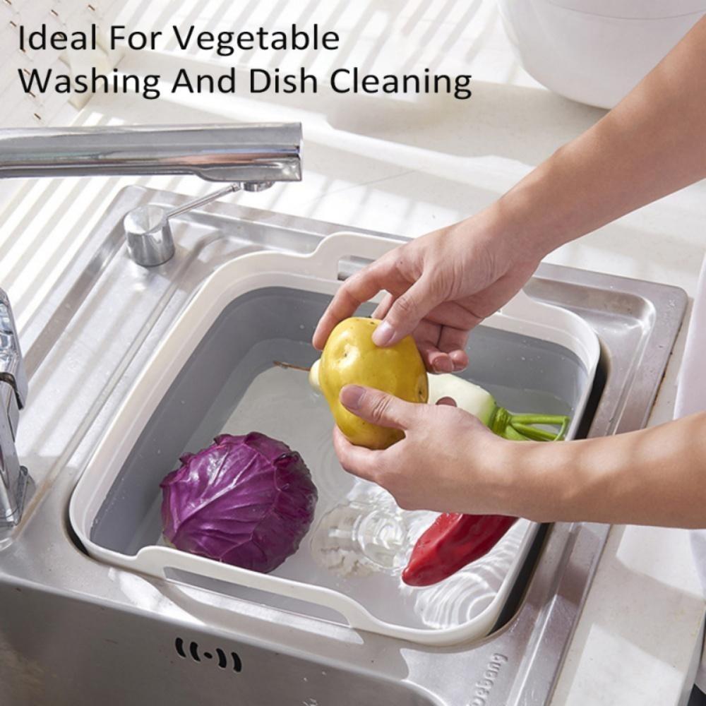 Portable Folding Basin Expandable Plastic Vegetable Washing Basin Thickened Folding Sink Tub Ice Bucket Fruit Washing Bucket