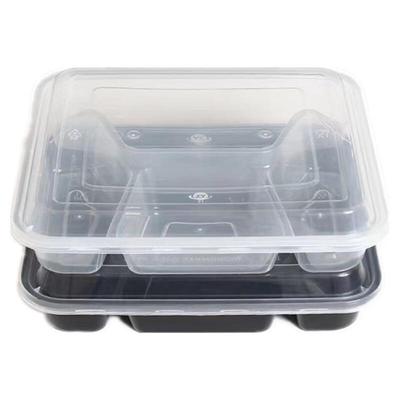 Disposable Plastic 4-Compartment Lunch Boxes with Lids