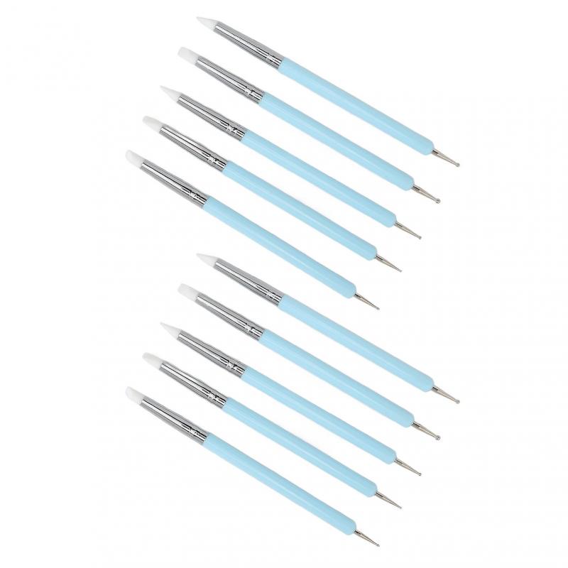 2-pack Double Tips Nail Art Dotting Pen Silicone Head Nail Art Sculpture Polish Carving Pen