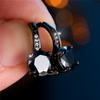 Trendy Crystal Female Small Black Zircon Stone Round Hoop Earrings Vintage Black Gold Color Wedding  For Women