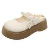 Pearl fairy wind thick bottom heightening Mary Jane cool slippers women wear 2025 summer new bag head half slippers