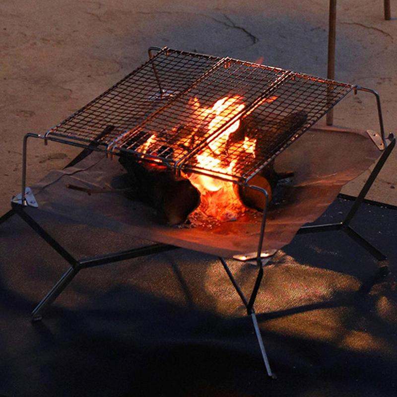 Wielofunkcyjny składany stojak na ognisko grillowy Turystyczny przenośny ruszt grillowy kempingowy Zestaw naczyń kuchennych zewnętrznych Stojak na grill BBQ Uchwyt do kuchenki gazowej na drewno