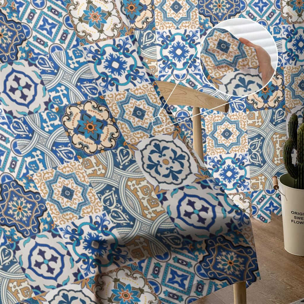 Ethnisch Blumenfliesenmuster Fensterbehandlung Tüll Moderne Transparente Vorhänge für Küche Wohnzimmer Schlafzimmer Vorhänge Dekoration