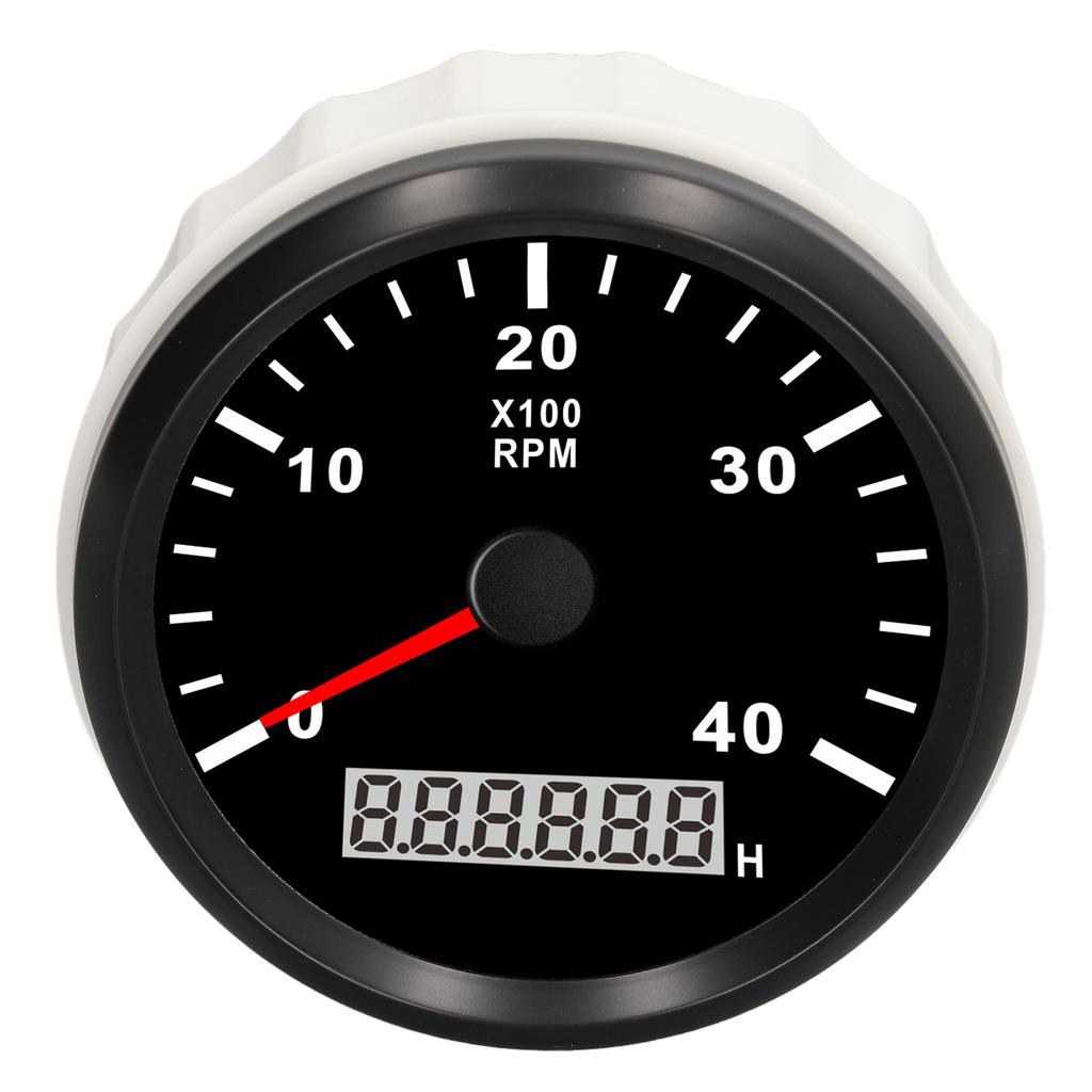 85mm 0‑4000RPM Engine Tachometer with 0.0‑99999.9H Hourmeter IP67 Waterproof Anti Fog Red Backlit for Car Truck Ship