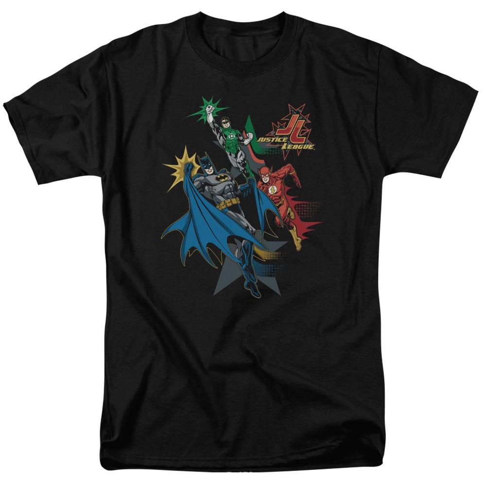 DC Comics - Justice League - Action Stars - Adult Unisex T-Shirt - Black M