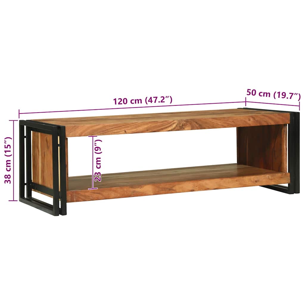 Coffee Table Brown 120 X 50 X 38 Cm Solid Acacia Wood