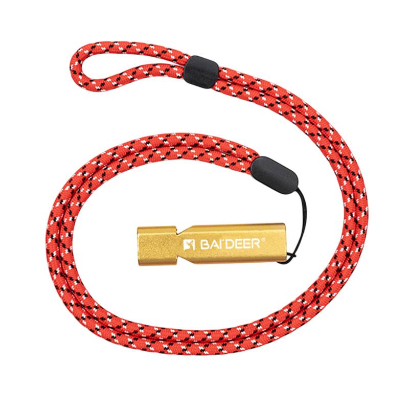 Aluminum Alloy High Decibel Whistle Keychain Double Pipe With Rope Camping Hiking Whistle 5 Colors Outdoors Portable Tools