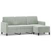Vidaxl 3-Osobowa Sofa Z Podnóżkiem, Jasnoszara, 180 Cm, Aksamit