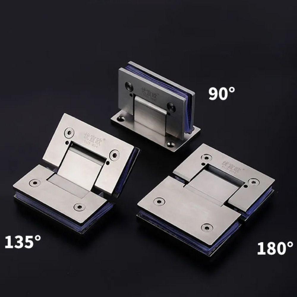 Stainless Steel Glass Door Hinge Silver Flat Fixtures Professional Bathroom Clip  Shower Room