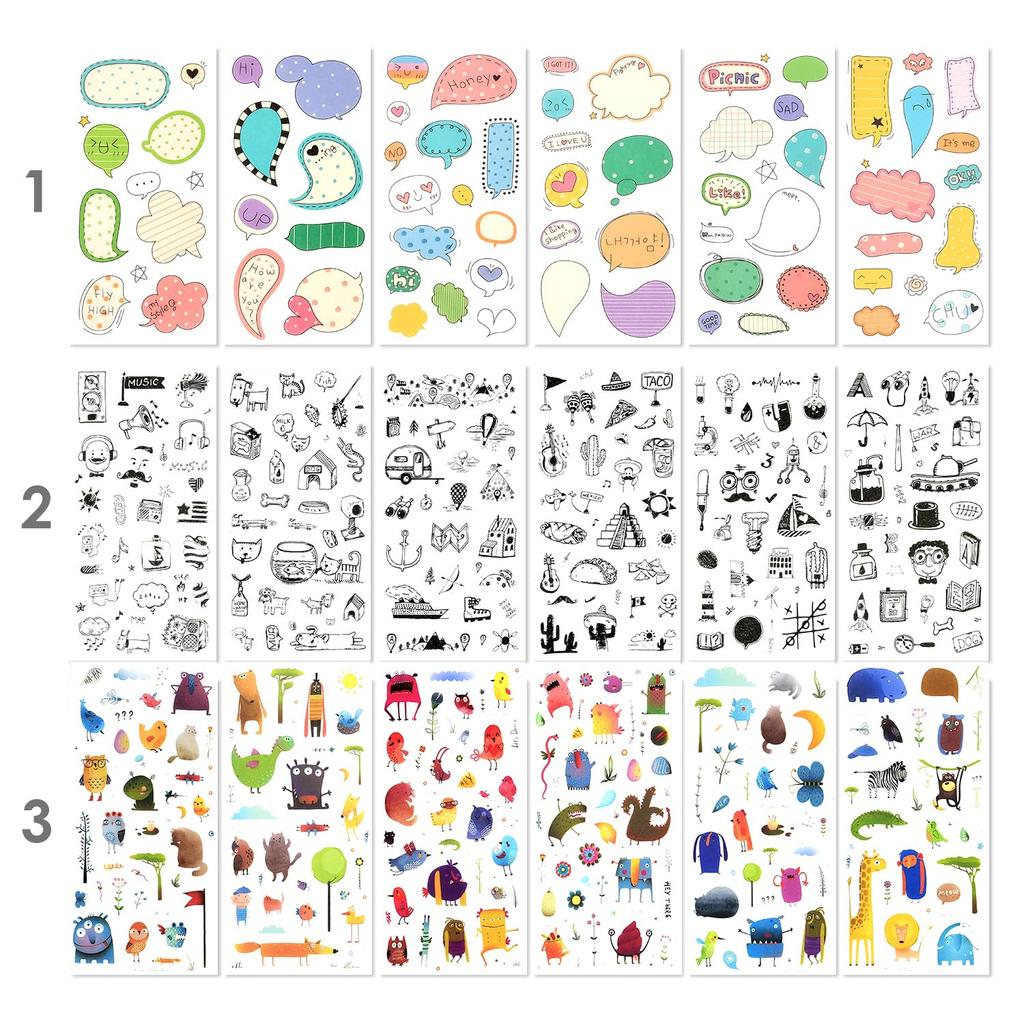 Decorative Sticker Pack for 72 12 Assorted Washi Decorative Adhesive Graffiti Patches Adults 1500+ Designs, Sheets, Themes, Stickers, Stickers,