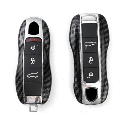 Carbon Fiber Design Car Key Case For Porsche Boxster Cayman Panamera 718 Cayenne 911 Macan Taycan Car Key Protection Cover