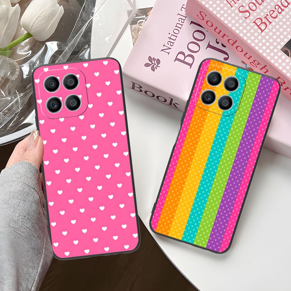 Pink Point Heart Mobile Phone Case for Honor 90 80 70 60 50 30 20 10 9 8 7 Pro S SE Lite 5G Colorful Printing Cover Pretty Cover