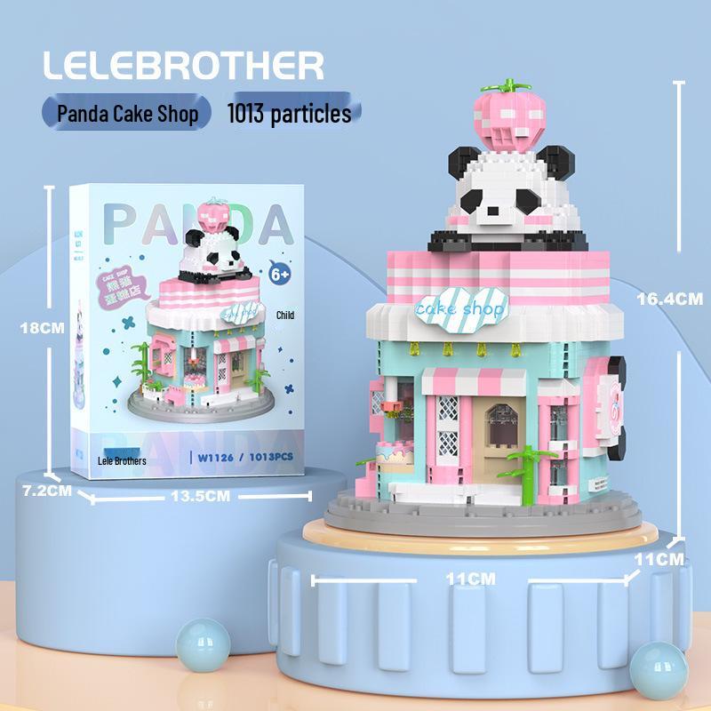 LEGO-kompatibel Panda Kaffebar Mikroklosser: Pedagogisk Byggeklossleke for Barn