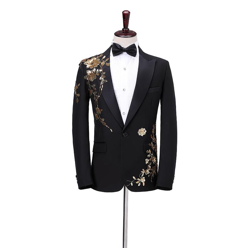 Men's Sequin Tuxedo Suit Set for Performances & Choir Stage