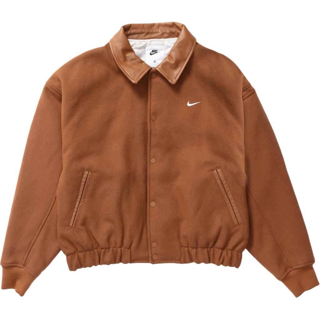 Nike Logo Single-Breasted Polo Wool Jacket Men Jackets Brown FZ1169-281