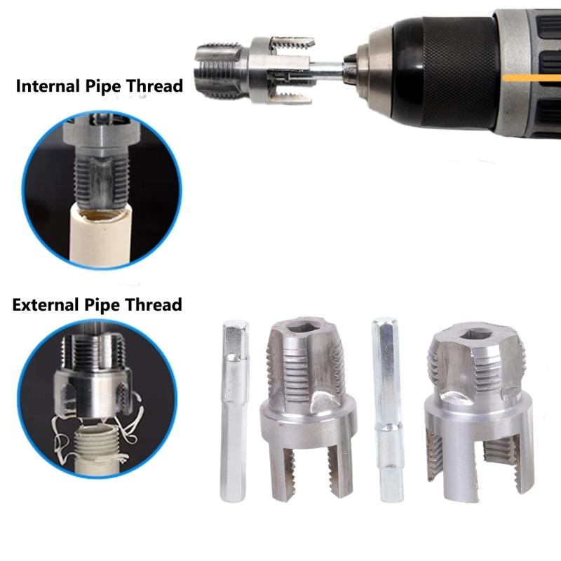 1/2'' 3/4'' Water Pipe Thread Opener Internal External Integrated Water Pipe Wire Opener For Electric Drill
