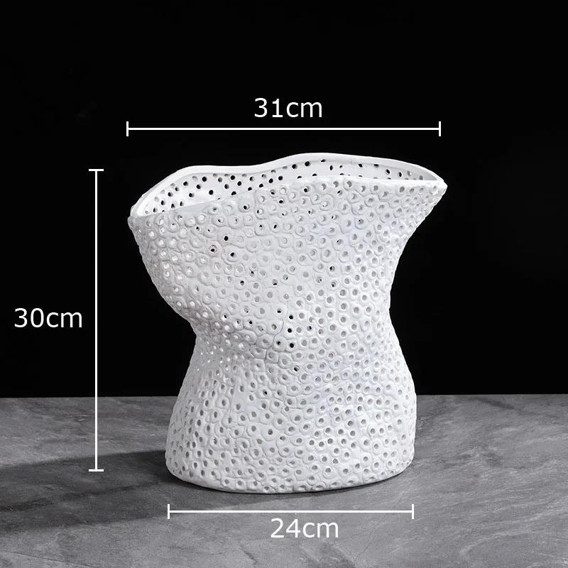 

Creative Hollowing Out Ceramic Vase Flower Pots Desk Decoration Ornaments Flowers Arrangement Floral Vases Room Aesthetic Decor белый