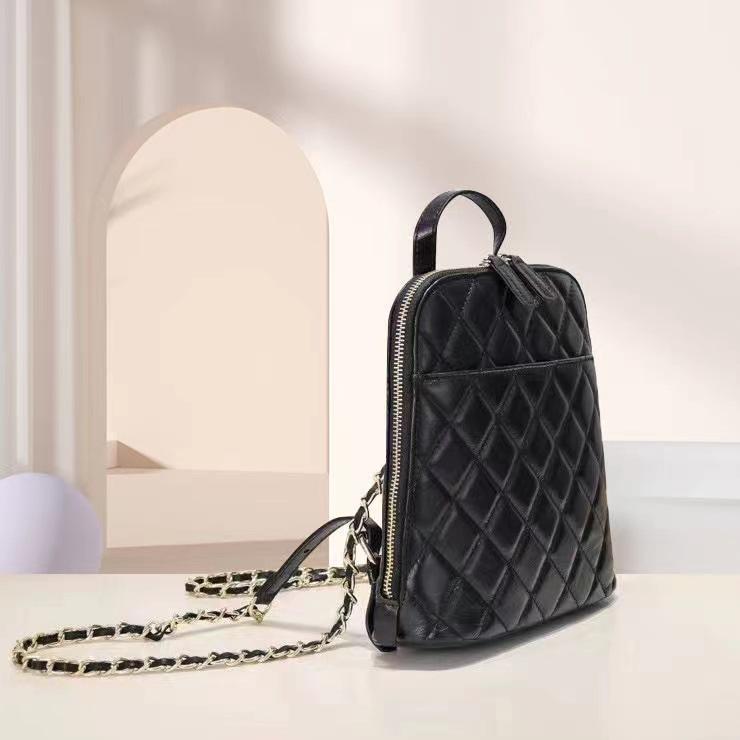 First Layer Cowhide Small Fragrant Wind Women'S Backpack Leather Embroidery With Small Mobile Phone Bag Tide Backpack