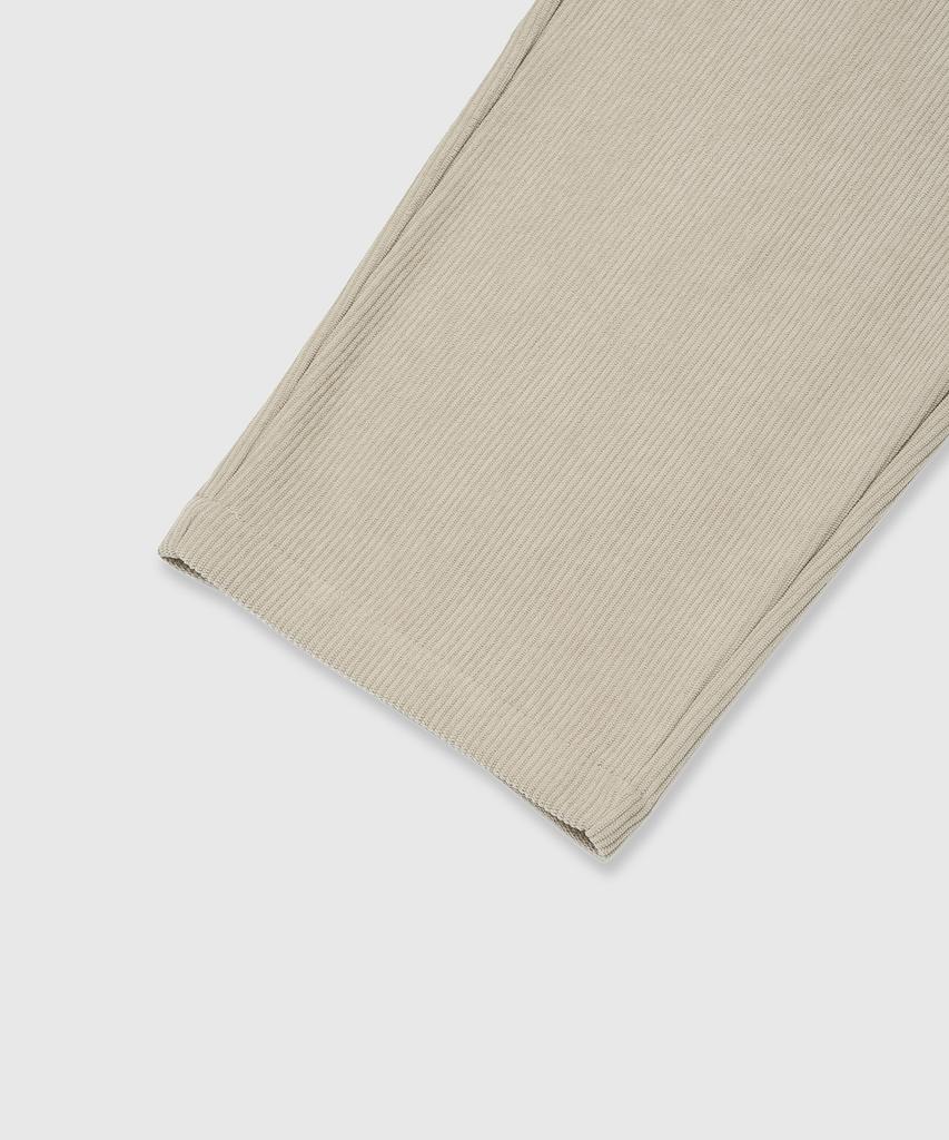 LEMAIN SECOND Single-Pleat Wide Corduroy Elastic Pants [Beige]