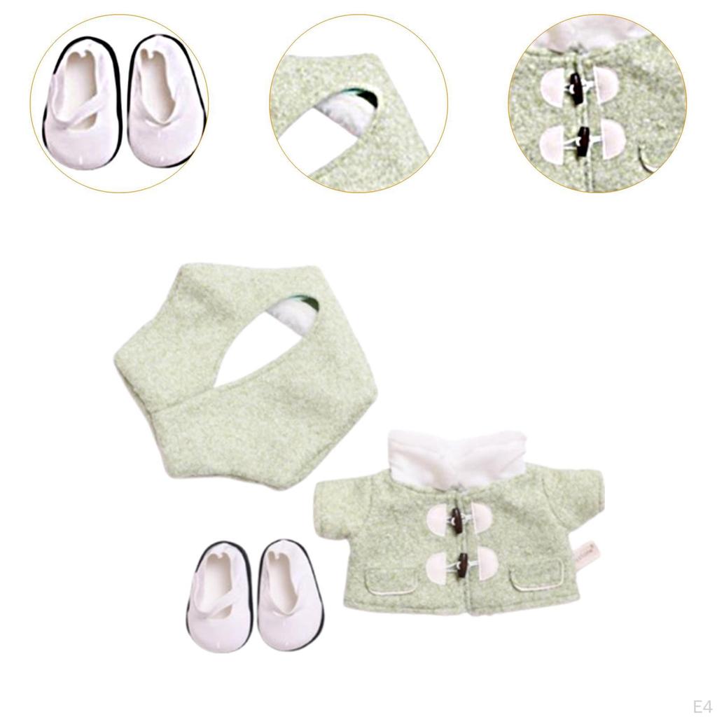 Stuffed Doll Coat Headwear and Shoes DIY Photo Props Costumes for 38cm Dolls Pink