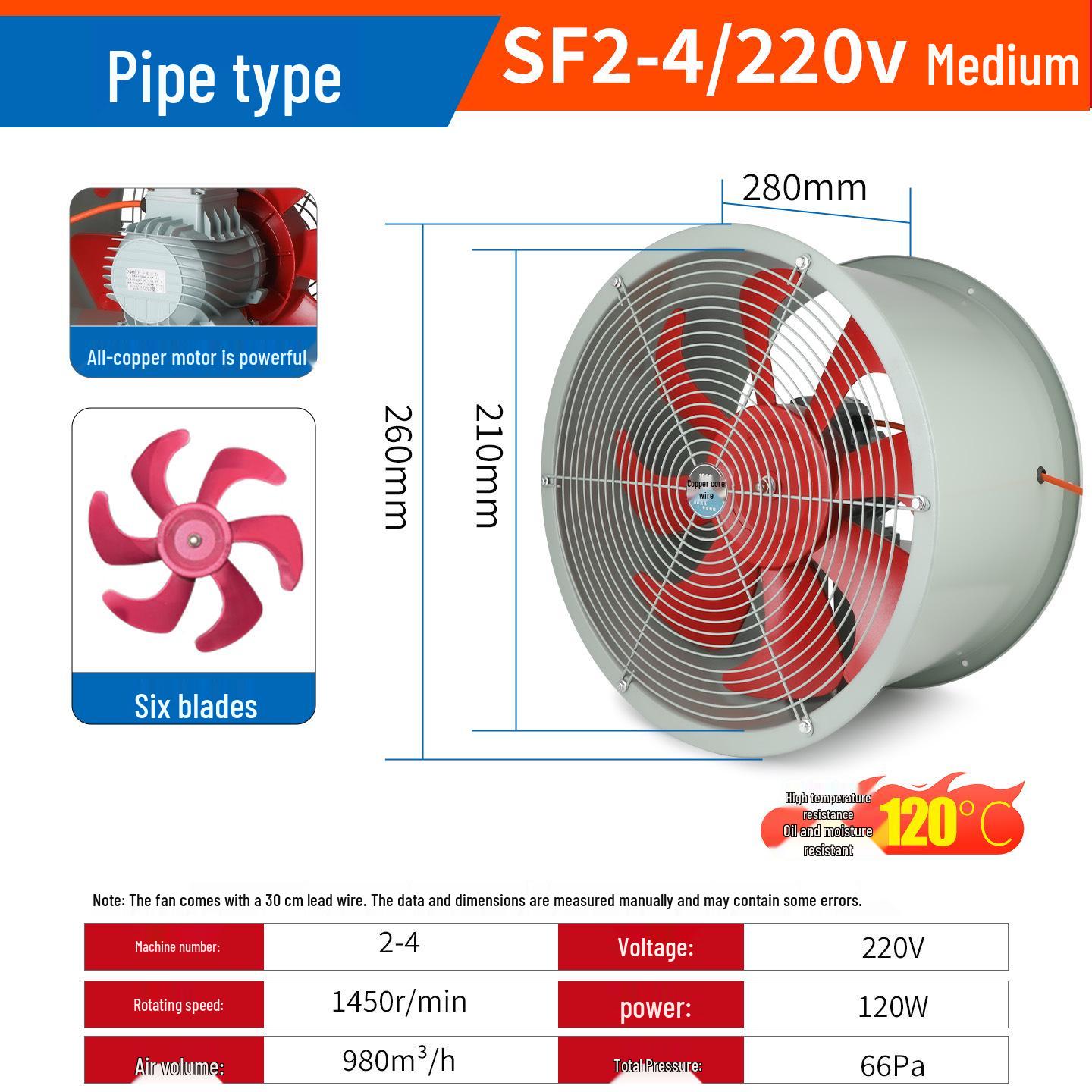 

High-temp resistant axial fan: oil & moisture-proof, high-efficiency, large airflow, low noise, energy-saving, all-copper motor.