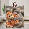 Grappige Apen Cartoon Plaid voor Bank  Zacht Gezellig Pluche Deken 50x60 Inch Meerdere Maten Sprei voor Alle Seizoenen
