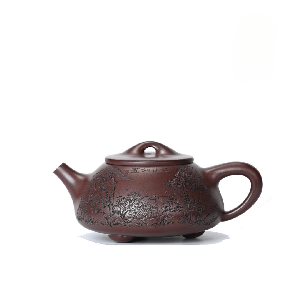 400ml Antique Yixing Purple Clay Teapots Handmade Stone Scoop Pot Raw Ore Purple Eggplant Mud Kettle Zisha Tea Set Cha Gifts