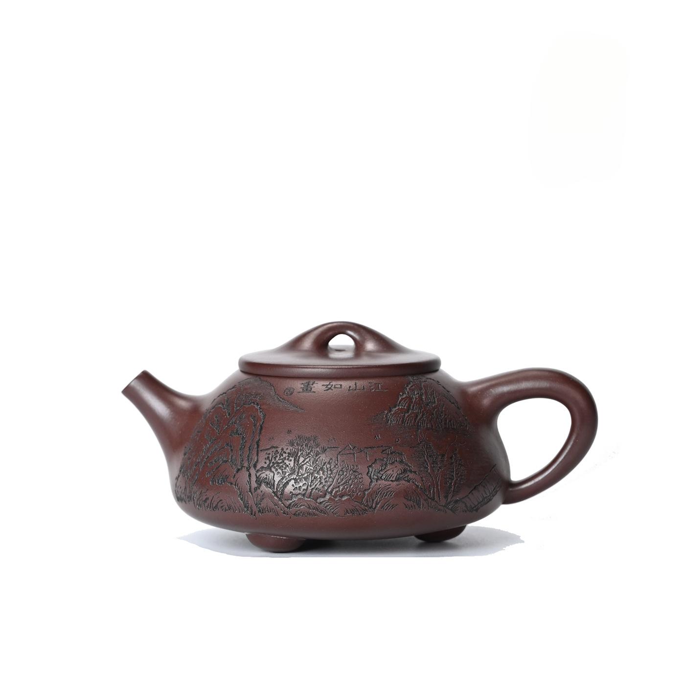 

400ml Antique Yixing Purple Clay Teapots Handmade Stone Scoop Pot Raw Ore Purple Eggplant Mud Kettle Zisha Tea Set Cha Gifts