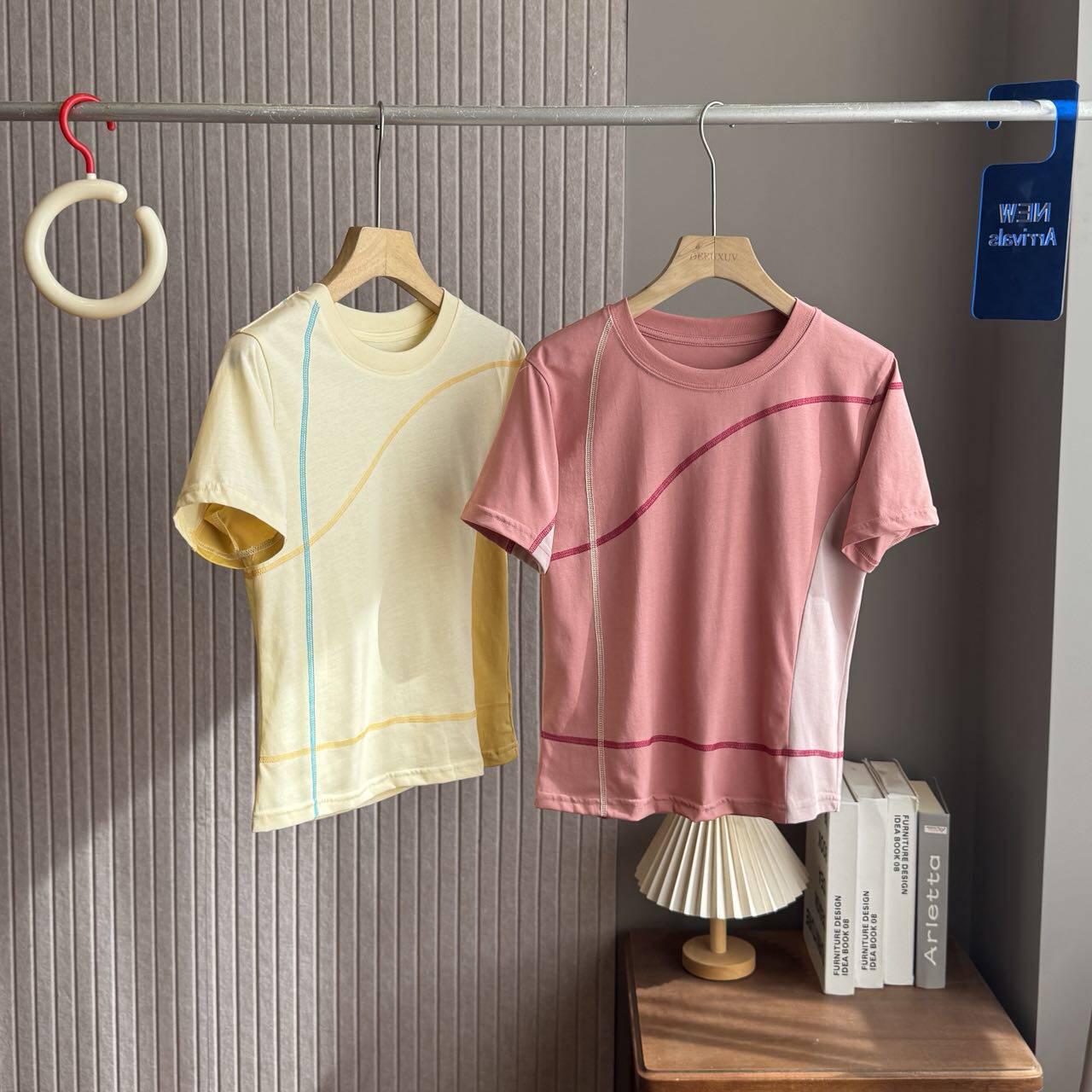 

Contrast Double Line Summer Girls Short Sleeve Outdoor Sports T-Shirt - Yellow Goose M (100-115 cm)