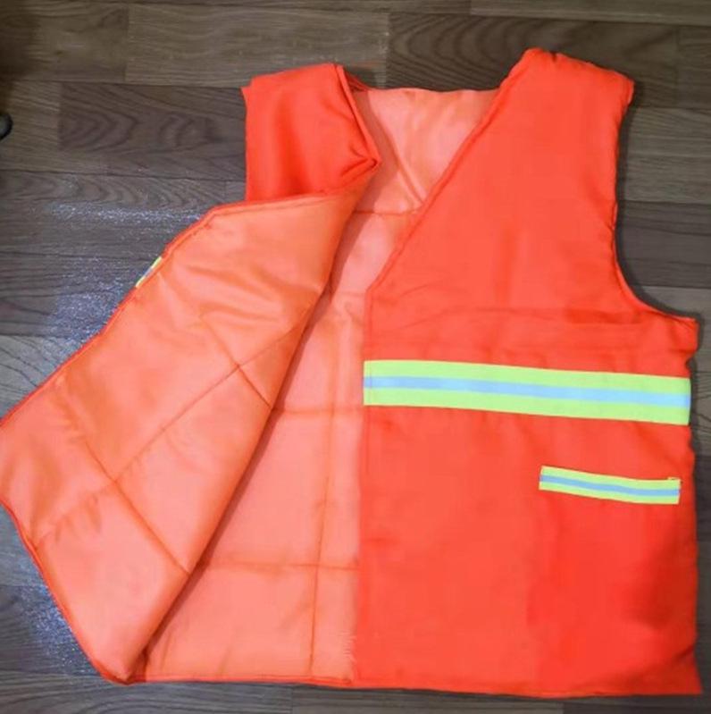 Reflective Sanitation Vest with Thickened Cotton for Construction Safety Orange Reflective Tape Vest 60*70