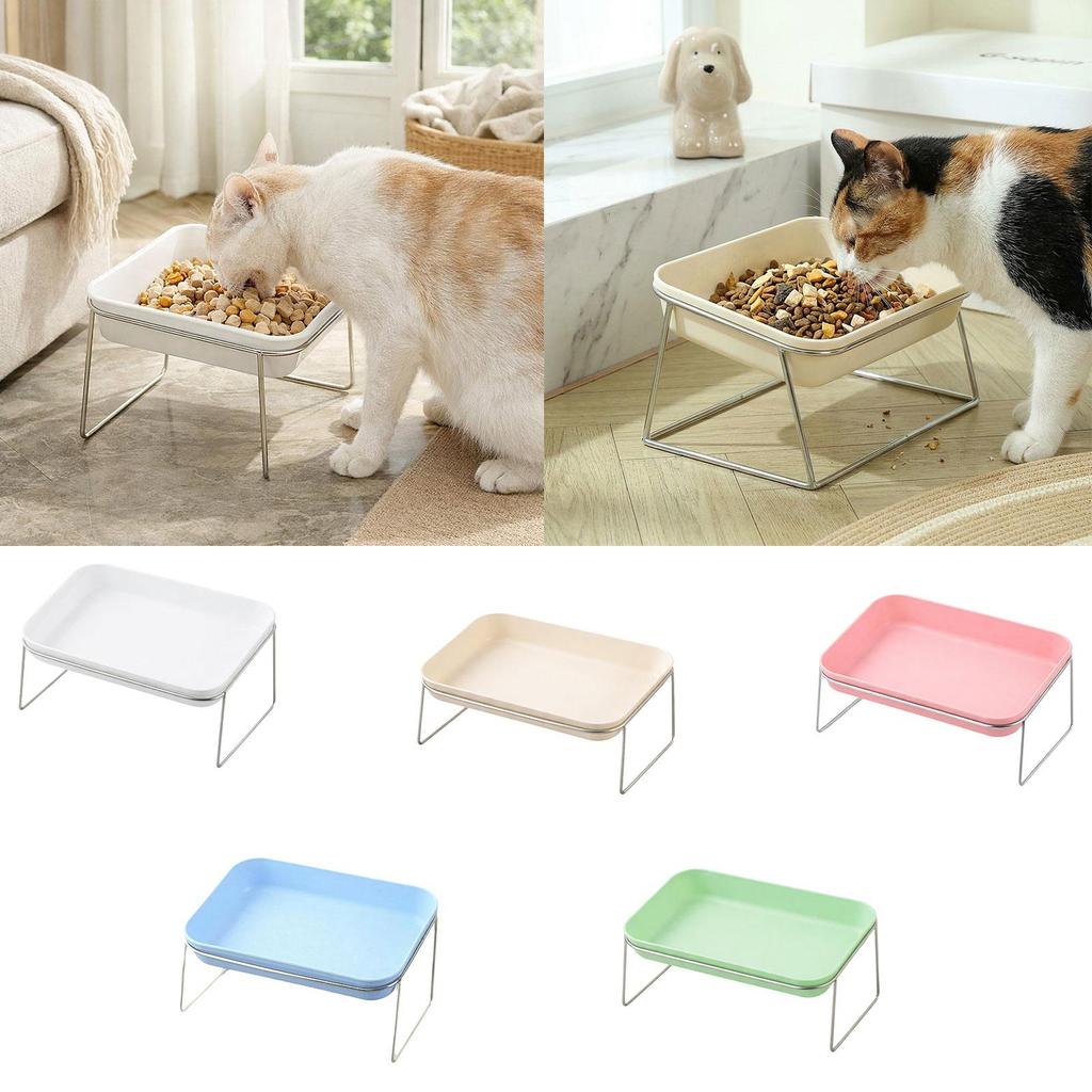 High Feeding Bowl for Cats and Dogs Slanted Ergonomic Design Detachable Easy Clean Stainless Steel Stand for Daily Meals