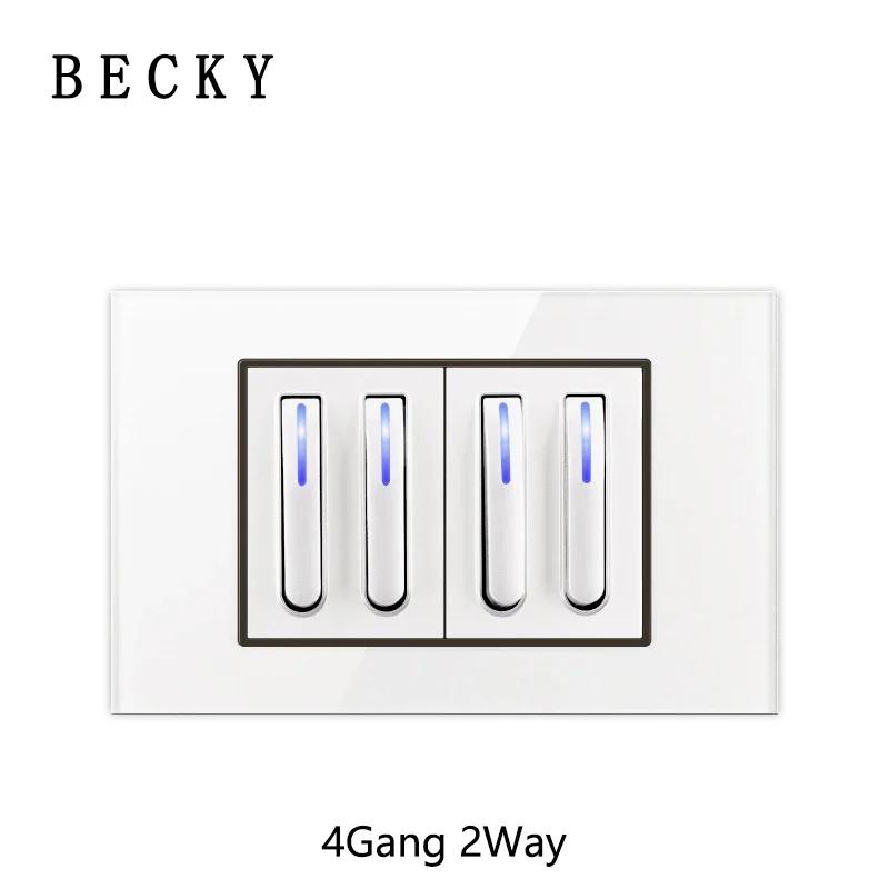 118 Type Piano Key White Tempered Glass Fashionable Switch Socket American British European Standard Universal Socket