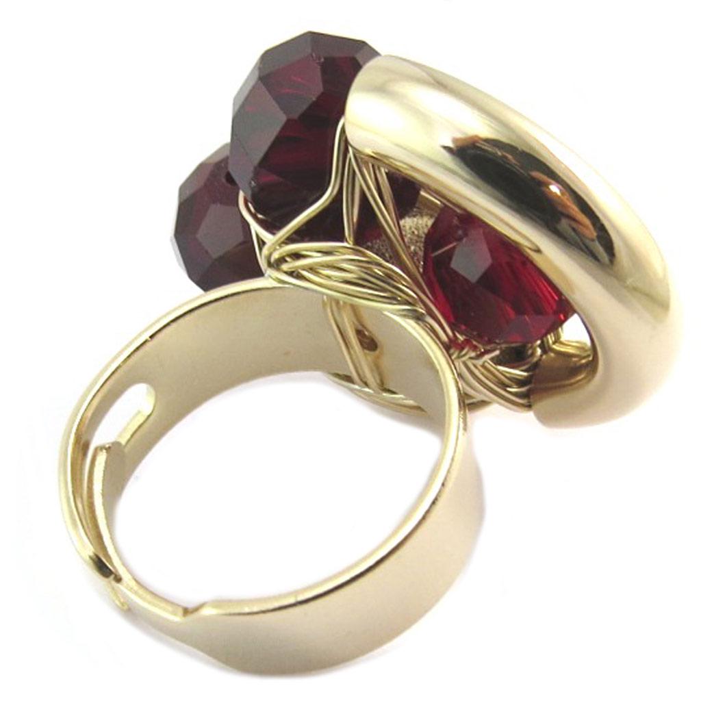 Les Trésors De Lily [P4015] - Gold-plated Artisanal Ring 'Brasilia' Red Gold - 30x25 Mm