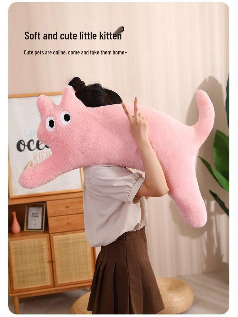 Cat Plush Sleeping Pillow - Long Strip Dopamine Cushion & Doll Gift