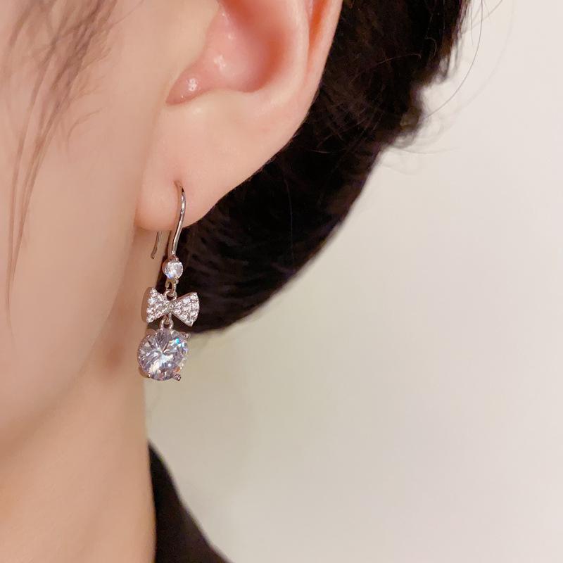 Exquisite Versatile Zircon Bow Ball Tassel Earrings - Luxurious, Shiny, and Sweet Ear Hooks
