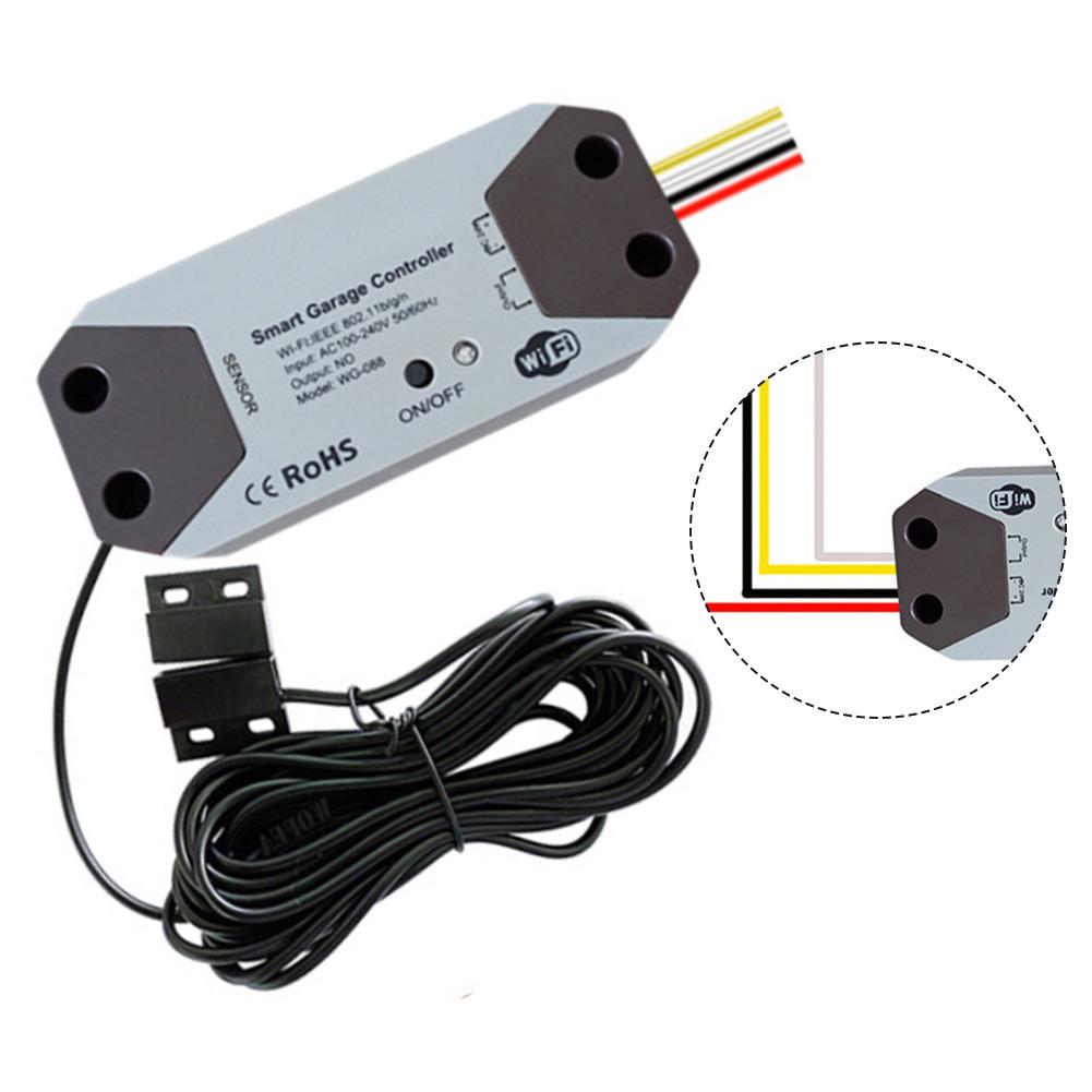 Wireless Smart Garage Door Opener Controller with Magnetic Sensor for For TUYA 12V 24V Compatible with Voice Commands