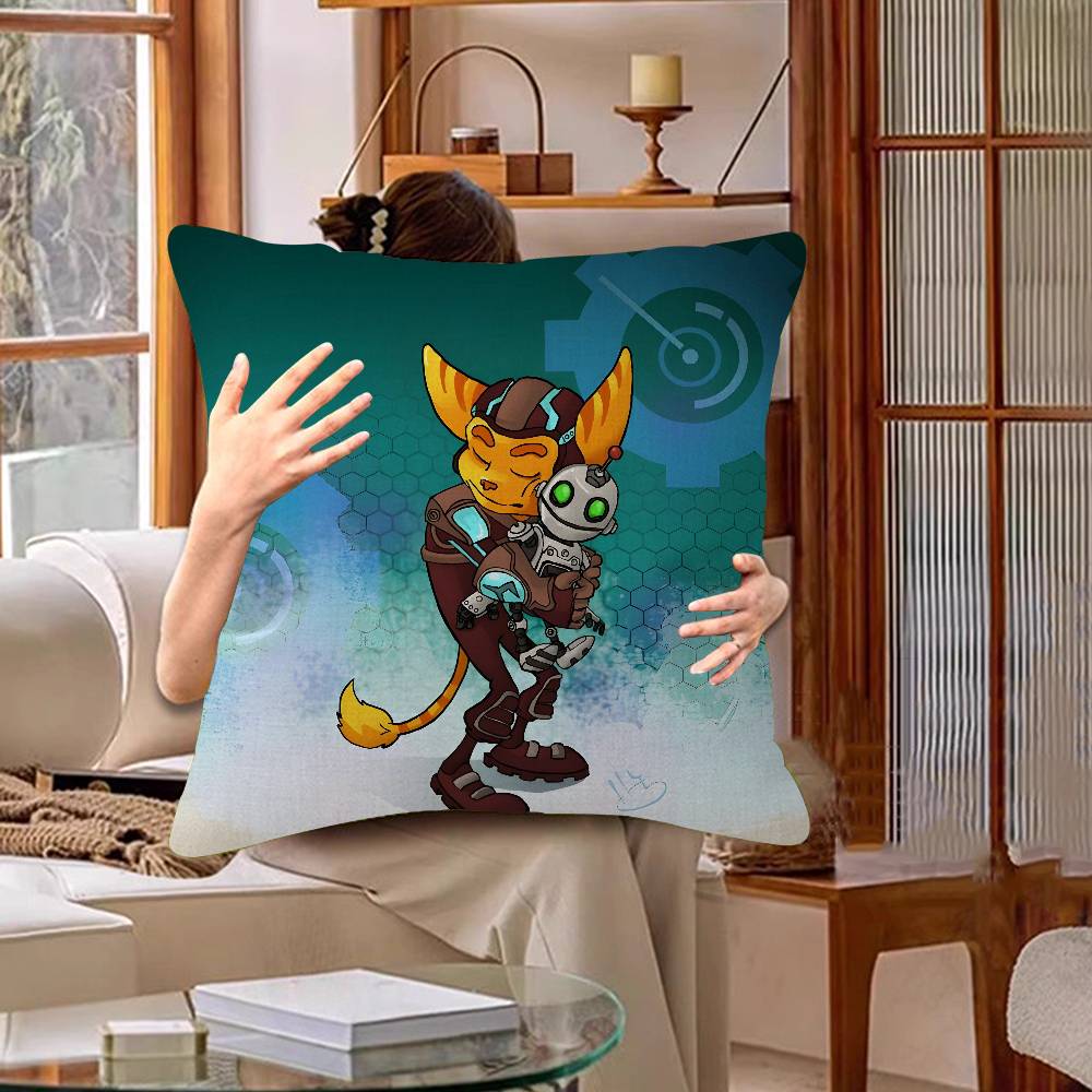 Cartoon R-Ratchet N C-Clank Maple Design Cushion Cover Happy Autumn Harvest Decor Holiday Decorati Pillow Cover